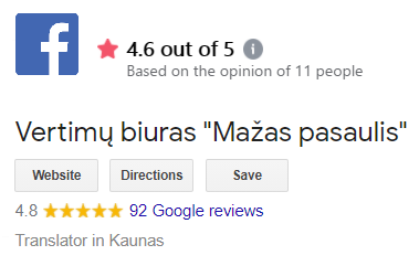 MP Translations Customer Google ratings and FaceBook reviews